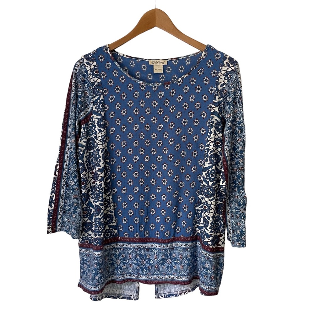 Lucky Brand | Boho Mixed Print 3/4 Sleeve Lightweight Shirt Size L